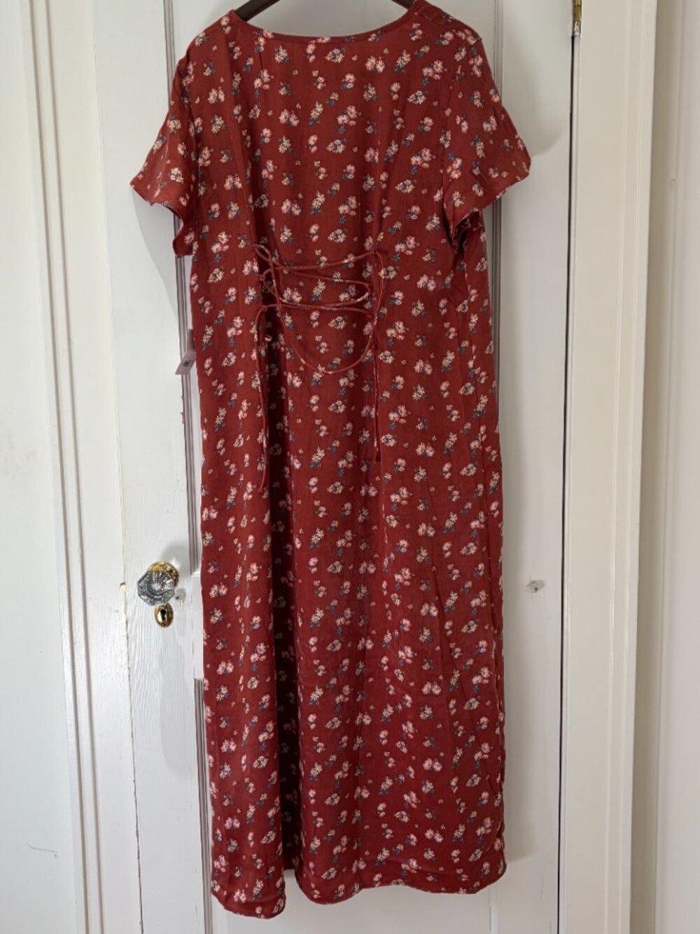 Lucky Brand Flutter Sleeve Midi Dress Size XL NWT Tie Back - Picture 5 of 10